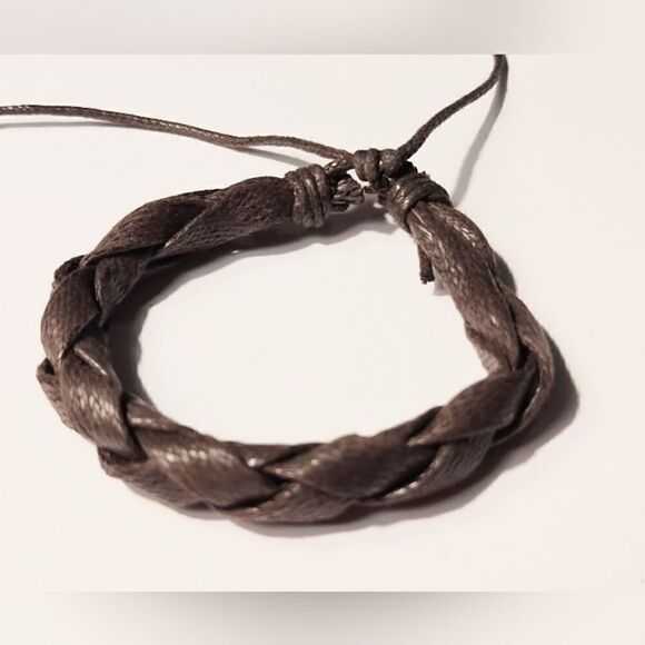 Men's bracelet leather braided brown new d33 - Picture 1 of 1
